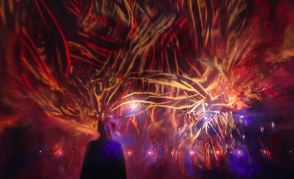 Universe of Fire Particles Dissolving teamlab